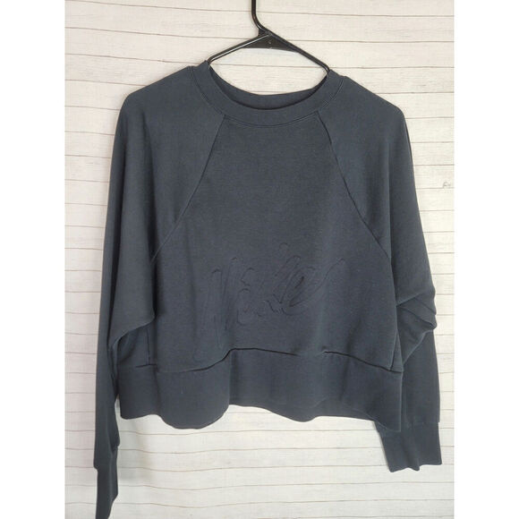 Nike Tops - NIKE RAISED LOGO CROPPED BLACK SWEATSHIRT, SZ LARGE Nike